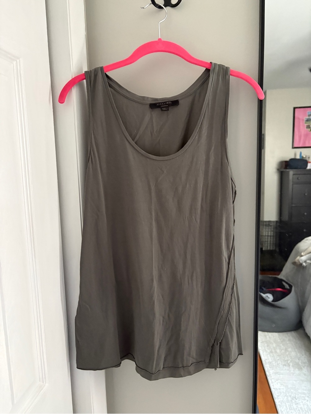 AllSaints Gray Tank Top with Scoop Neck